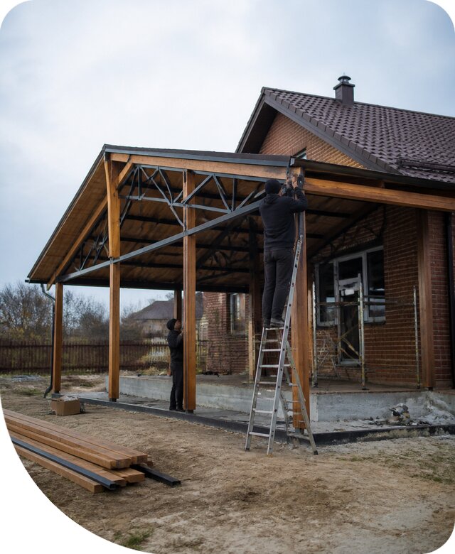 Пристройка навеса к дому и участку в Апатитах под ключ
